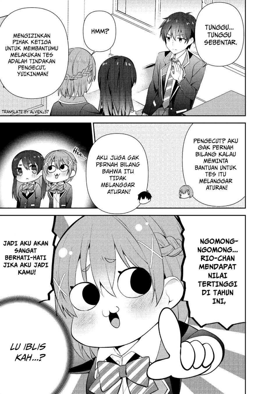 The Cute Girl Sitting Next to Me Is Trying to Make Me Fall in Love With Her as a Way to Ridicule Me Chapter 11 Bahasa Indonesia